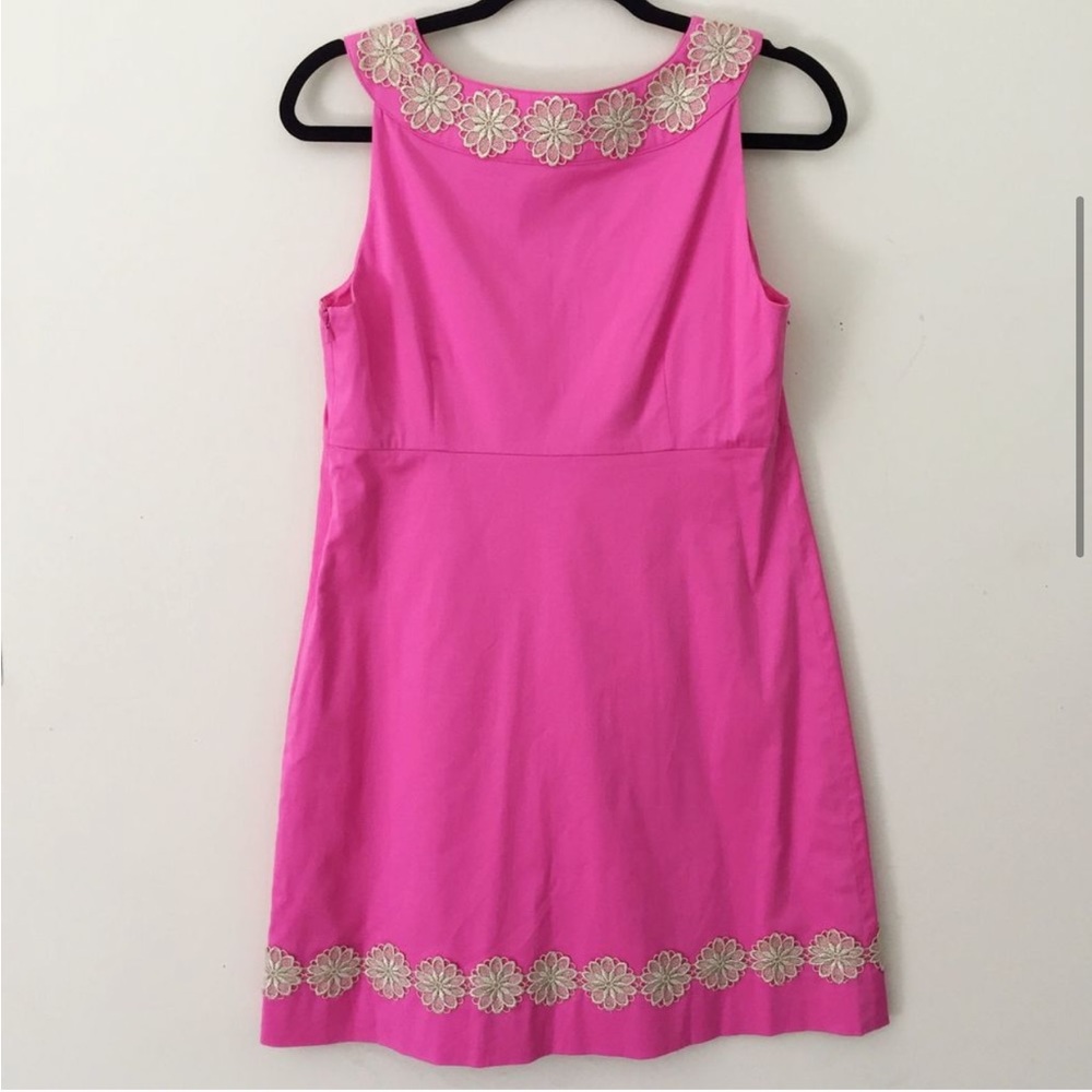 Lilly PulitzerJacqueline Pink & Gold A-line Shift Dress SZ.2 - Picture 8 of 12